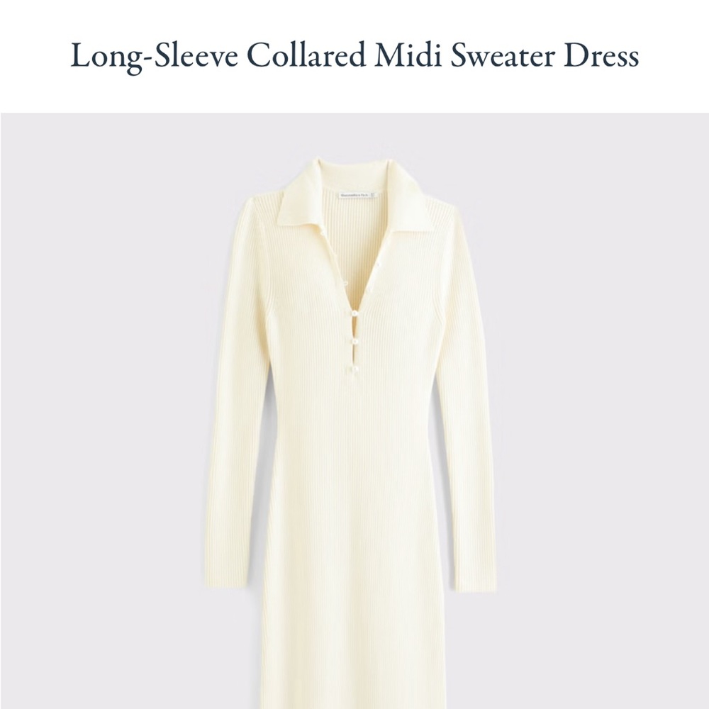 Abercrombie & Fitch Long-Sleeve Collared Midi Sweater Dress